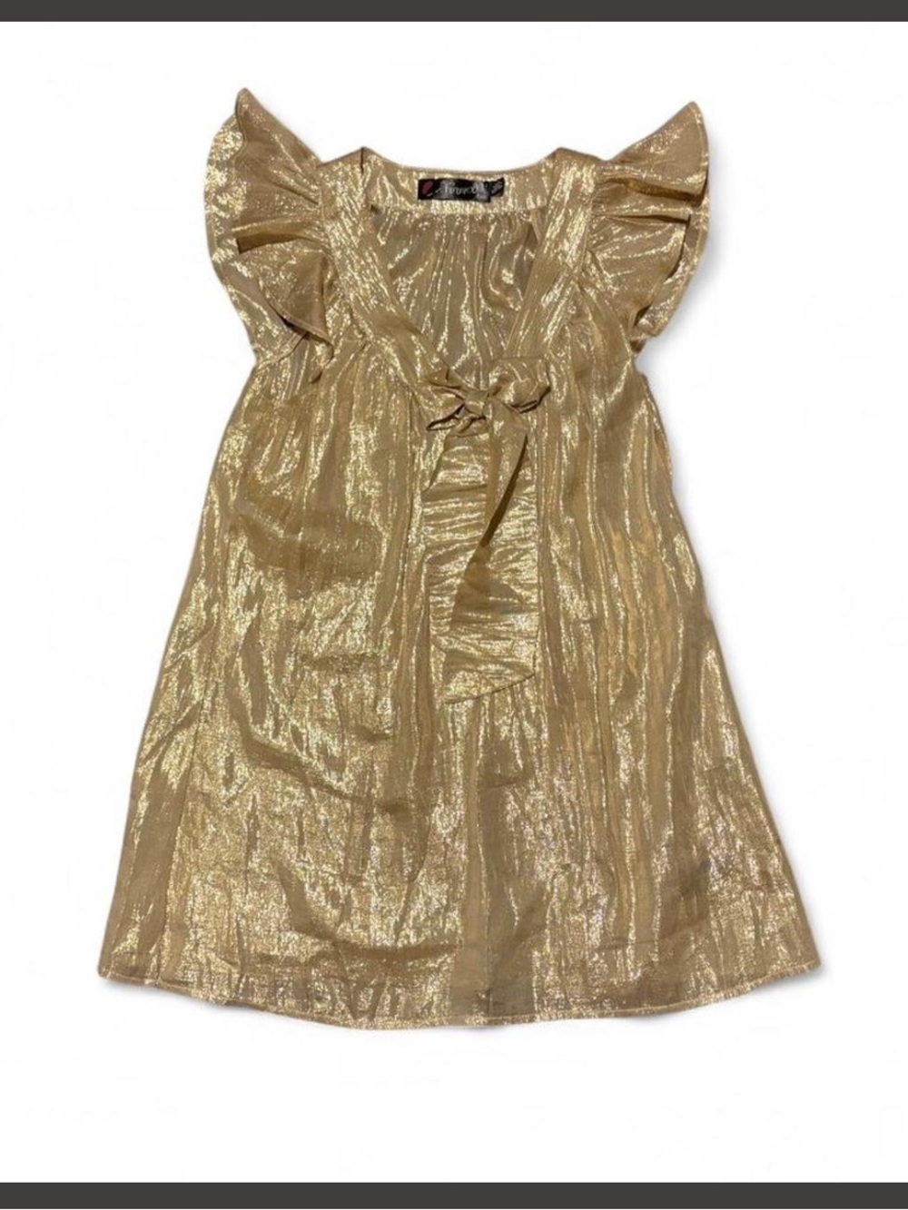 Gold Shimmer Bow Dress